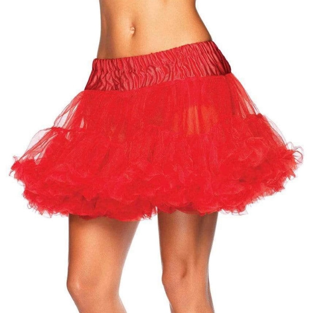 NEW Leg Avenue Red Layered Tulle Petticoat Skirt OS + Stockings
